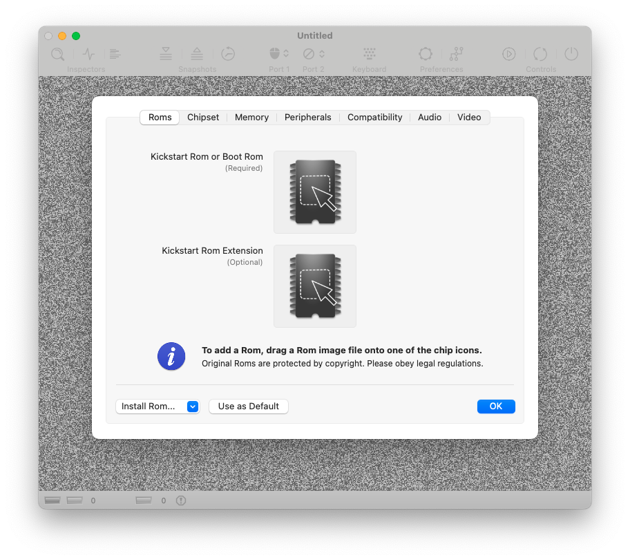 Fenêtre des réglages dans vAmiga