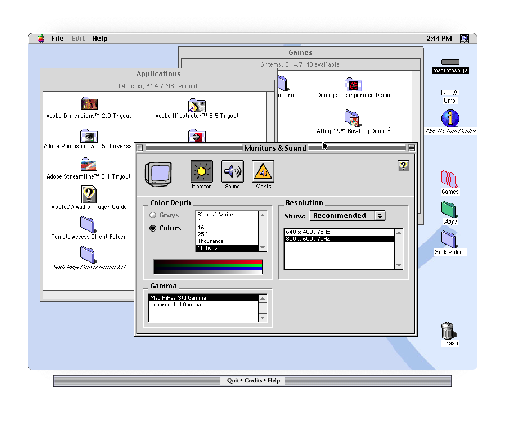 Screenshot de Macintosh.js