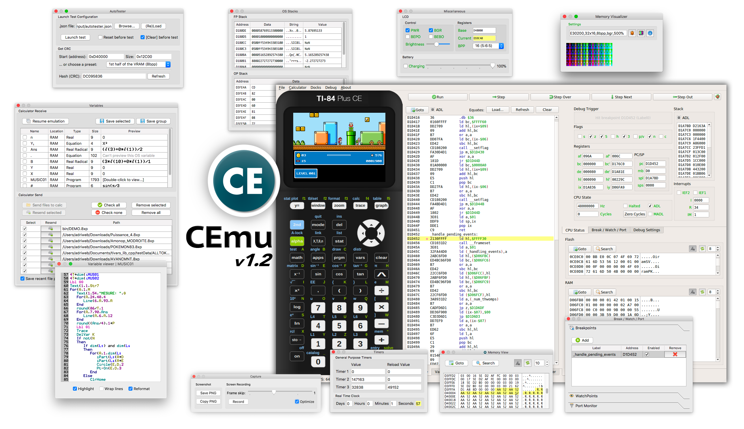Toutes sortes de fenêtre dans CEmu (Ti84/Ti86)
