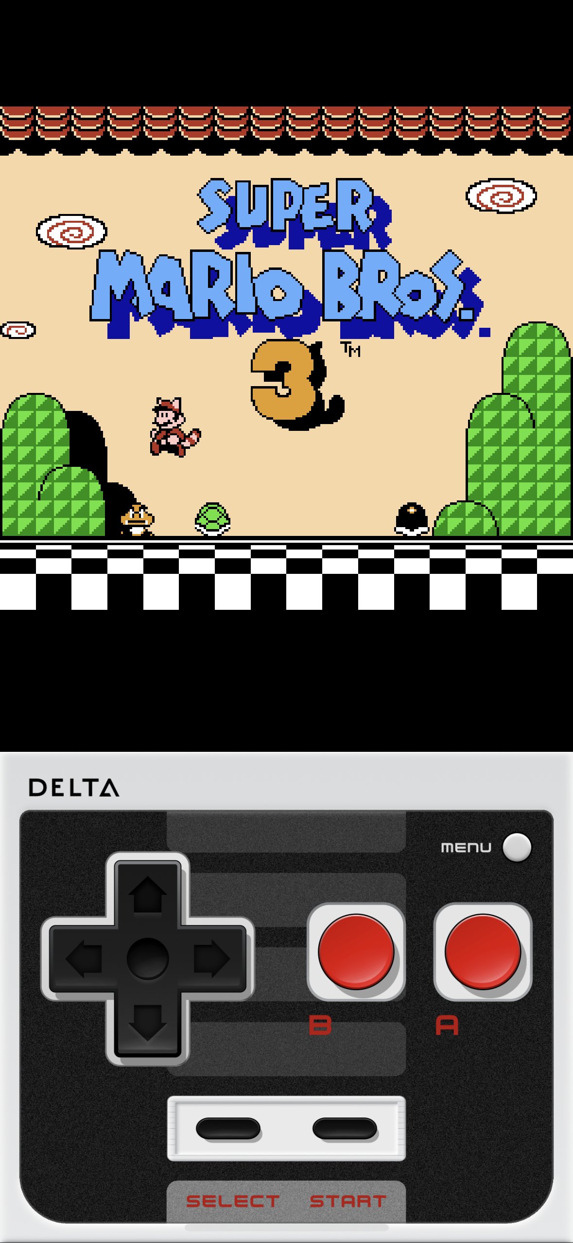 Delta playing Mario Bros. 3 (NES)